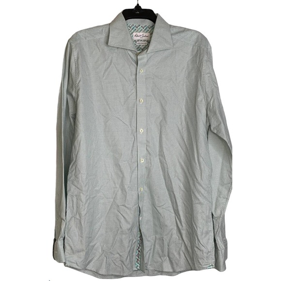 Robert Graham Shirt Green Gray‎ Geometric 43/17 - Picture 1 of 5